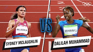 Sydney McLaughlin 🆚 Dalilah Muhammad  400m hurdles  Headtohead [upl. by Granoff586]