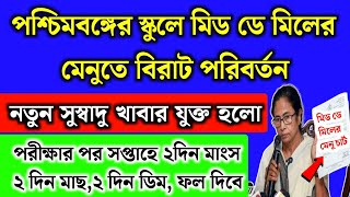 পশ্চিমবঙ্গের স্কুলে মিড ডে মিলে সপ্তাহে ২দিন মাংসমাছডিম দিবে  School Mid Day Meal new Menu Chart [upl. by Illona]