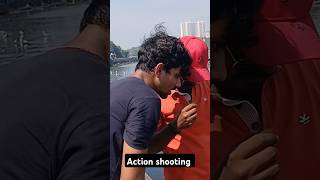 Action scene shooting on boat movie shortseries action tamil shortviralvideo boats beach [upl. by Aikemat879]