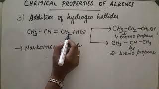 CHEMICAL PROPERTIES OF ALKENES PART I [upl. by Drogin627]