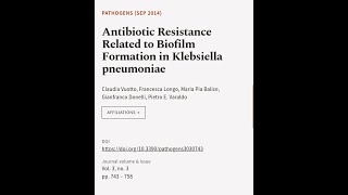 Antibiotic Resistance Related to Biofilm Formation in Klebsiella pneumoniae  RTCLTV [upl. by Marylynne]