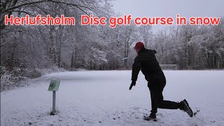 Herlufsholm Disc Golf Course in snow [upl. by Onitnelav]