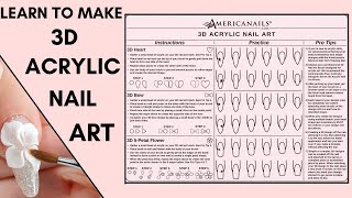 Americanails Silicone 3D Acrylic Nail Art Training Mat Create Hearts Bows amp Flowers [upl. by Clarita782]