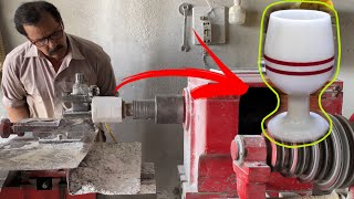 Incredible process of making marble glass on lathe machine by skilled talented man [upl. by Jagir]