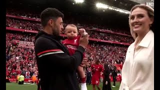 Perrie Edwards Alex OxladeChamberlain and Axel at the Premier League match in Liverpool 22052022 [upl. by Nonnahs363]