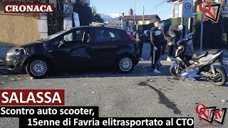 SALASSA – Scontro auto scooter 15enne di Favria elitrasportato al CTO [upl. by Kushner]