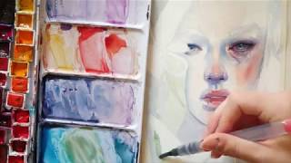 Watercolor portraittime lapse [upl. by Anivek]