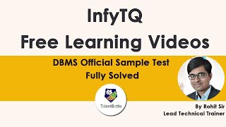 InfyTQ DBMS Official Sample Test Fully Solved DBMS questions for InfyTQ 2023 batch [upl. by Eriha]