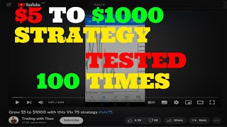 Grow 5 to 1000 with this Vix 75 strategy  100 trade backtest proven [upl. by Miller]