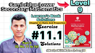 Cambridge Lower Secondary Maths  Level 9 Learner Book  Exercise 111 QNo 11 to 16 Solutions [upl. by Arag]