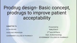 prodrug designbasic concept prodrugs to improve patient acceptability [upl. by Kylynn]