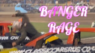 Crazy Banger Racing Head On Crash Driver Rage Hilarious  Arlington Stadium Raceway Spedeworth 4K [upl. by Atinauq]