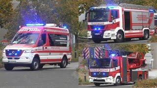 Kurzzug ELW  HLF 20  DLK 2312 Feuerwehr Neuss  Hauptamtliche Wache [upl. by Bille]