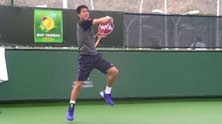 Kei Nishikori Slow Motion Forehand Backhand Volley amp Serve  ATP Tennis [upl. by Anitteb]