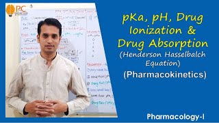 pKa pH Drug Ionization and Drug Absorption based on Hendeson Hasselbalch Equation [upl. by Htebazileharas]