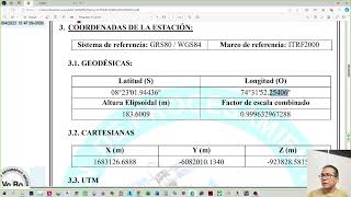 CERTIFICACION DE PUNTO GEODESICO CON GNSS RUIDE R93i PROCESAMIENTO  IGN  PERU PARTE 02 [upl. by Lauder]