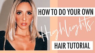 DIY How to highlight hair at home using a cap  Brown hair with blonde highlights tutorial [upl. by Yenolem]