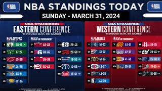 NBA STANDINGS TODAY as of MARCH 31 2024  GAME RESULT [upl. by Hannon]