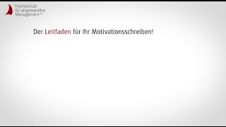 FAQ Motivationsschreiben Master  Hochschule für angewandtes Management [upl. by Nihsfa]