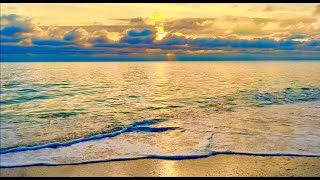 4K GoldenHued Ocean Waves 8 Hours of Gentle Sea and Golden Reflections for Sleep amp Relaxation [upl. by Philoo785]