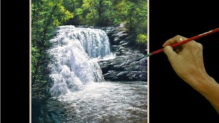 Acrylic Landscape Painting in Timelapse  How to Paint Realistic Waterfalls  JMLisondra [upl. by Karleen]