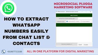 How to Extract WhatsApp Numbers Easily from Chat List amp Contacts Microsocial Plugga Marketing Tool [upl. by Kattie]