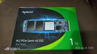 Apacer AS2280Q4 1TB m20 ssd kicsomagolása tesztelése [upl. by Elohcim]