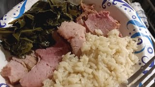 How to make collards amp Ham rice 😋 [upl. by Griz]