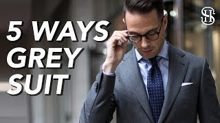 5 Ways To Wear A Grey Suit  Mens Outfit Ideas [upl. by Minardi17]