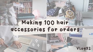 making 100 hair accessories for June product launch studio vlog 92 [upl. by Tirrag259]