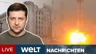 UKRAINEKRIEG Russische Angriffe werden brutaler – Fernsehturm in Kiew beschossen  WELT Newsstream [upl. by Onurb]