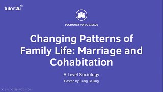 Changing Patterns of Family Life  Marriage and Cohabitation  A Level Sociology  Families [upl. by Aicatsue668]