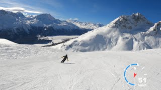 Paradiso The best slope in StMoritz Corviglia SkiArea towards the lake 4K slope 1 [upl. by Neram]