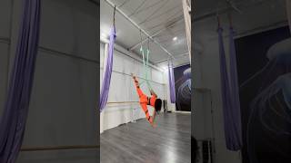 Aerial gymnastics two loops backbend and split split aerialhammock yoga aerialyoga trick [upl. by Outlaw907]