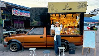 Cafe Vlog Mini Coffee Shop Truck Bar Barista Girl Dream Mobile Kopi Small Business Relax Anxiety [upl. by Phil909]