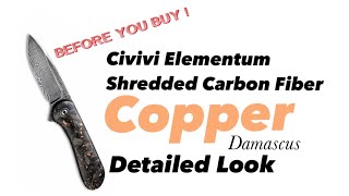 Civivi Elementum Copper Shredded Carbon Fiber Damascus  DETAILED LOOK [upl. by Arehs]