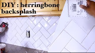 HERRINGBONE TILE KITCHEN BACKSPLASH  Kitchen Makeover  Life With Queenii [upl. by Nomannic163]