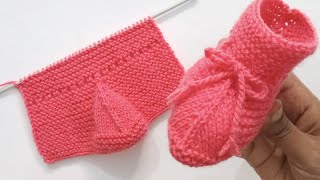 Knitting Baby Shoes  Booties  Baby Socks Knitting  Woolen Socks [upl. by Holle]