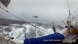 Helicopter visits Sébastien JossequotEdmond de Rothschildquot  Vendée Globe 20162017 [upl. by Euqinitram]