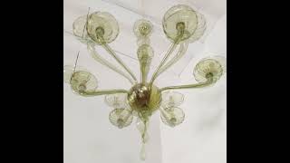 Olive green Murano glass chandelier dlightchandeliercom italianlighting muranoglass [upl. by Yrreiht]