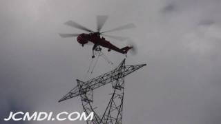 V04875 Sikorsky S64 Skycrane 500Kv Tower construction [upl. by Xilef599]