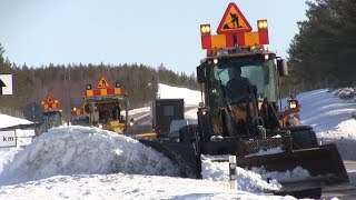 Volvo L90F  Veekmas F2428  L60H  Cutting snowbanks at Route E4 [upl. by Mandelbaum]