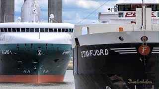 ESHIP 1 DGFN2 with Flettner rotorsails meets coaster STAVFJORD PBIZ Emden Rotorfrachtschiff amp KüMo [upl. by Halvaard]