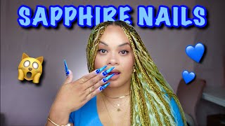 SAPPHIRE BIRTHDAY NAILS 🥳 SEPTEMBER BIRTHSTONE NAILS  Builder Gel Nails Tutorial [upl. by Lavud912]