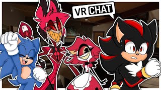 Movie Sonic and Movie Shadow Meet Alastor and Nifty In VRCHAT [upl. by Gnort]