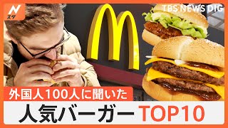 外国人100人に聞いたマクドナルドのおすすめバーガーTOP10大公開、ブーム到来！外国人ハマる“マクドナルド”人気の理由｜TBS NEWS DIG [upl. by Hawkie]