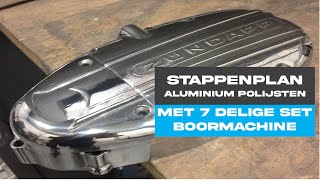 Aluminium motoronderdeel polijsten met 7 delige polijstset van polijstweb [upl. by Fortin279]