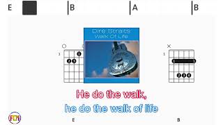 DIRE STRAITS Walk Of Life FCN GUITAR CHORDS amp LYRICS [upl. by Cristionna]