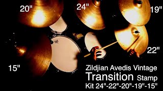 Zildjian Avedis Transition Stamp 24quot 22quot 20quot 19quot 15quot amp Gretsch Vintage Round Badge SSB Jazz Kit [upl. by Bagley810]