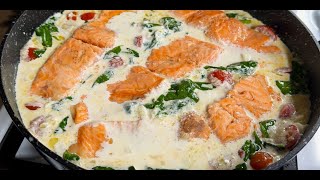 Fisch in cremiger Sauce in einer Bratpfanne Sehr lecker😋 [upl. by Titus]